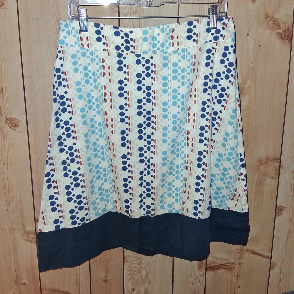Lipsy Cream and Navy A-Line Skirt with Geometric Print